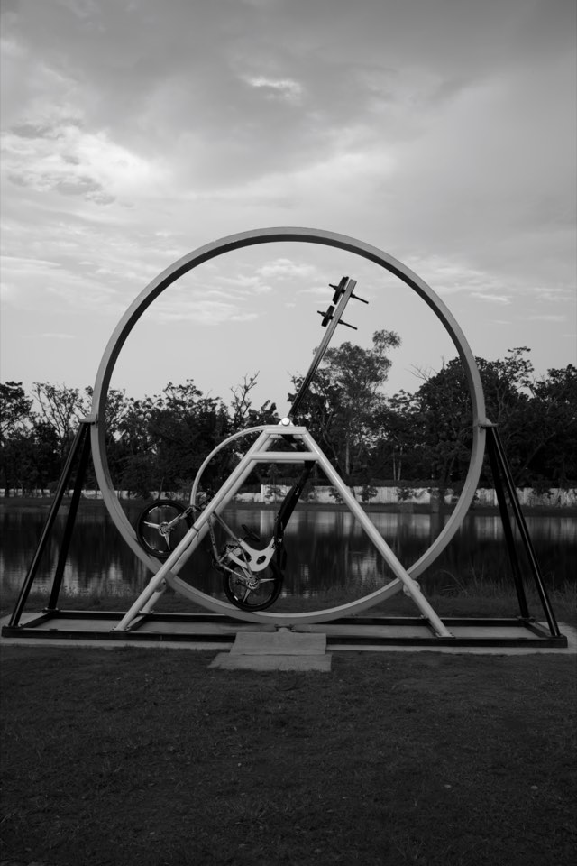 A ride against the sky in Acros with a red filter
